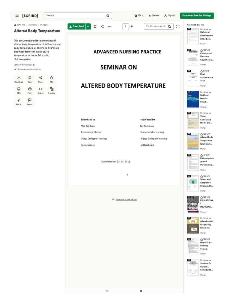 WWW Scribd Com Document 419700268 Altered Body Temperature | PDF ...