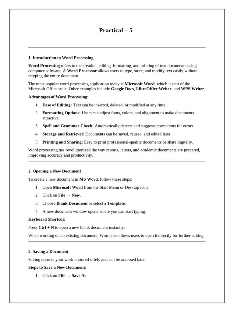 Lab practical 5 | PDF | Microsoft Word | Computer File