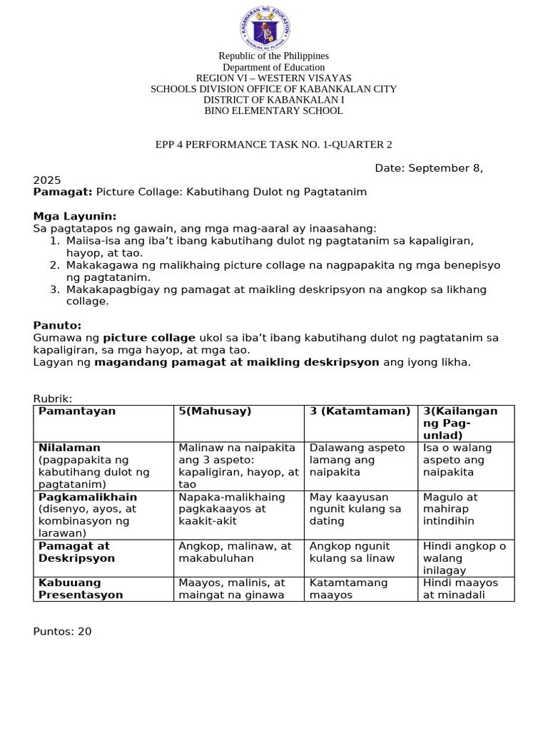 Epp 4 - Performance Task | PDF