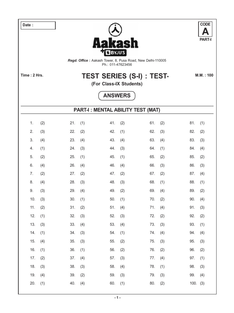 Mvpp Test 7a_p-I_mat (22 Nov-23)_solution | PDF | Chess | Chess Theory
