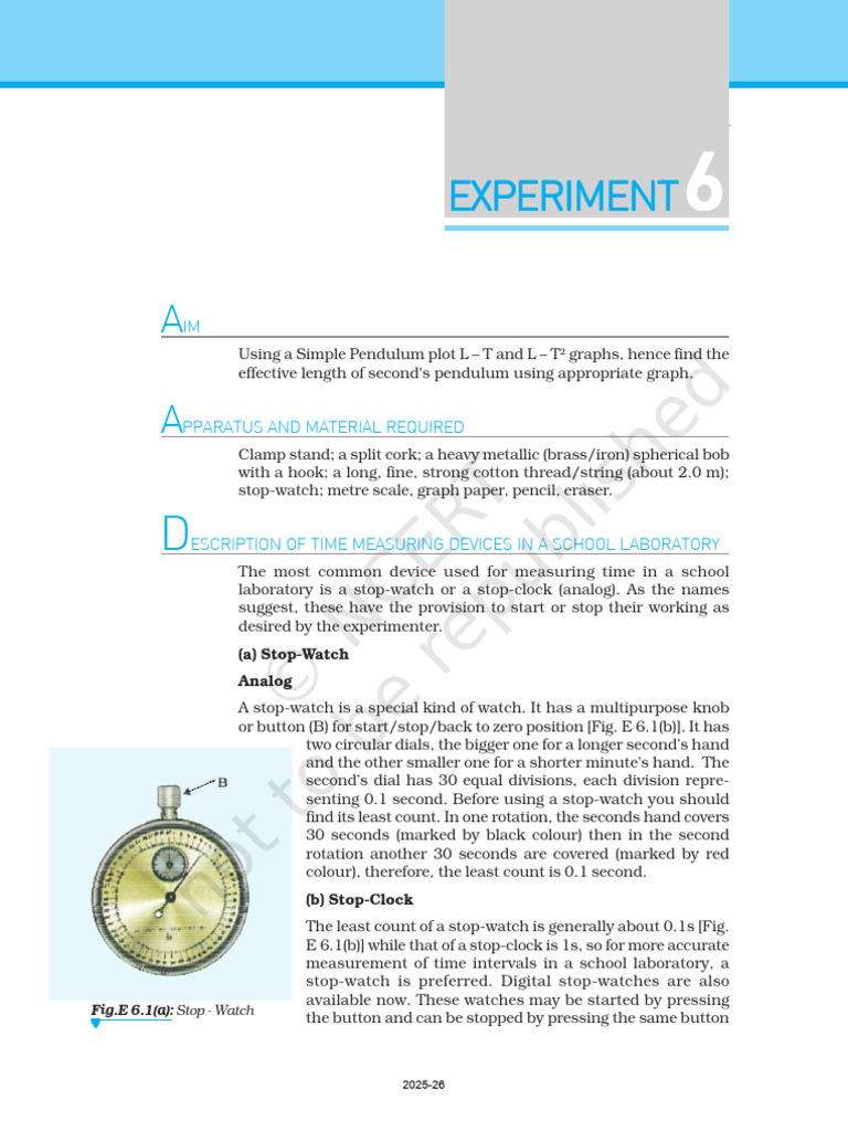 Simple Pendulum Experiment - Class XI | PDF | Pendulum | Physics
