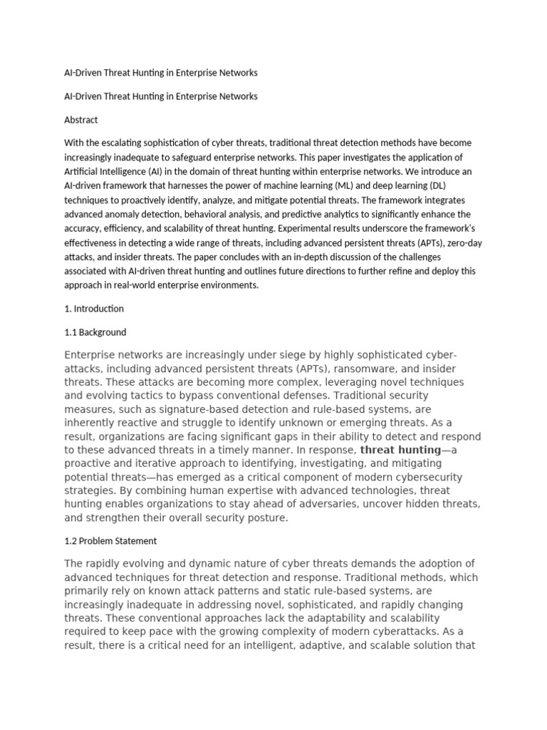 AI Framework for Threat Hunting in Enterprises | PDF | Machine Learning ...