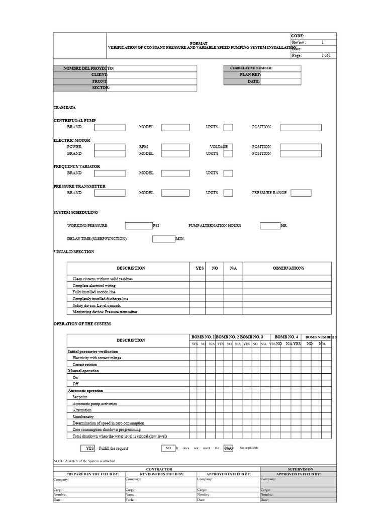 Pump System Installation Verification | PDF | Pump | Electrical Engineering
