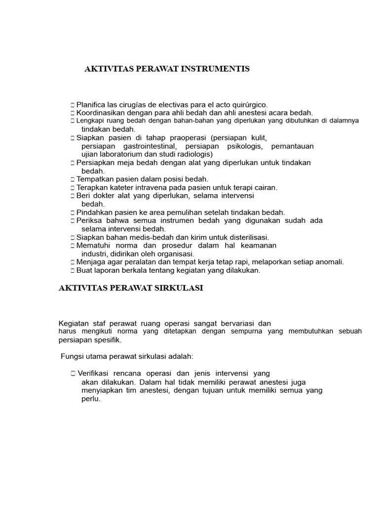Aktivitas Perawat dalam Prosedur Bedah | PDF