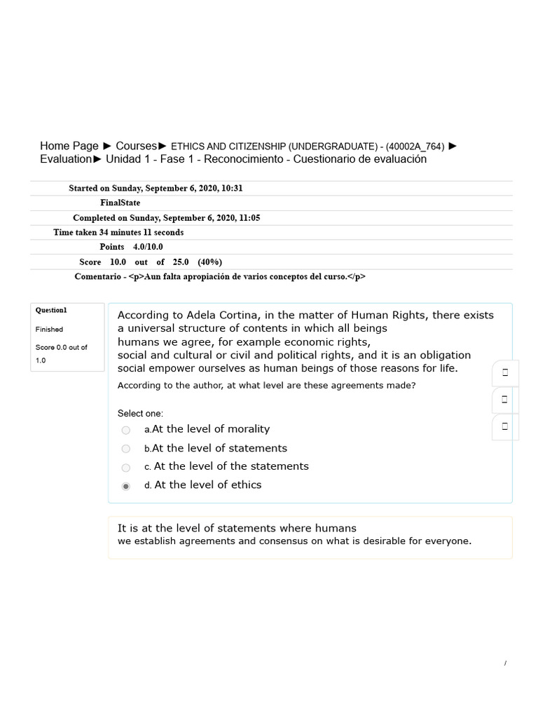 Unit 1 - Phase 1 - Recognition - Evaluation Questionnaire 2 | PDF ...