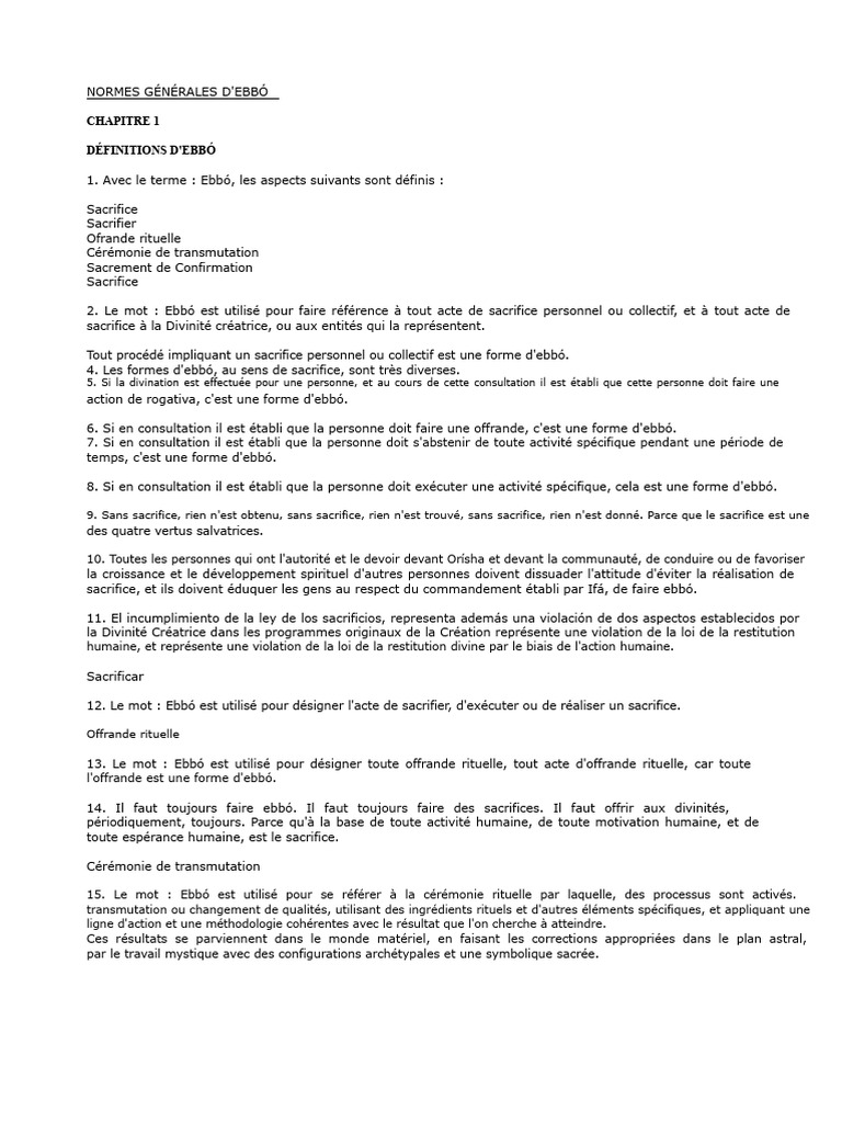 Normes et définitions de l'Ebbó | PDF | Sacrifice