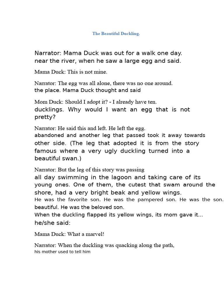 The Beautiful Duckling | PDF | Duck