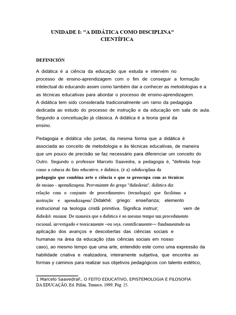 Didática: Evolução e Conceitos Fundamentais | PDF | Pedagogia | Science