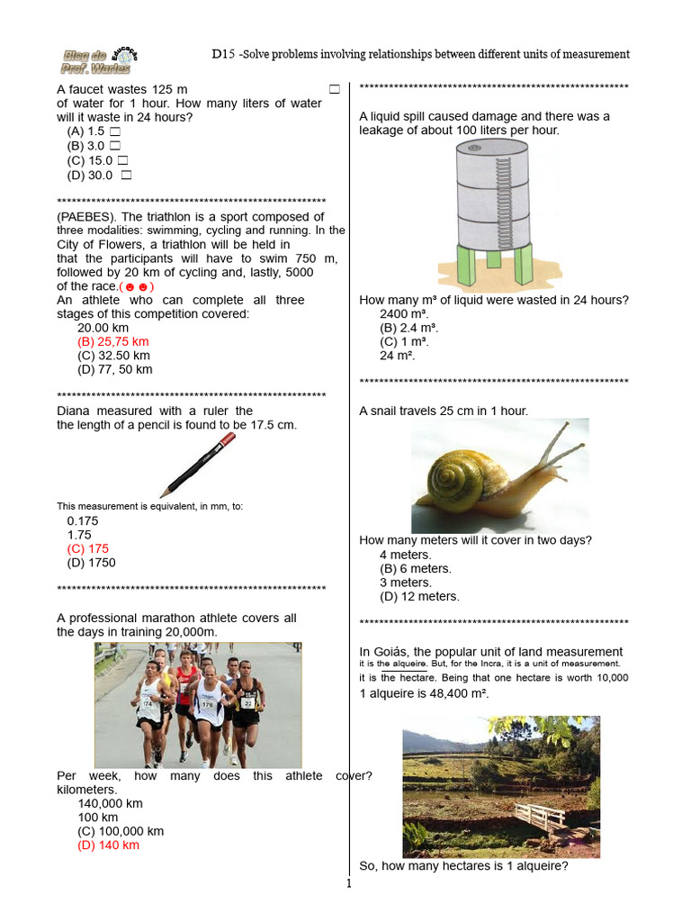 D15Resolve problem involving relationships between different units of ...