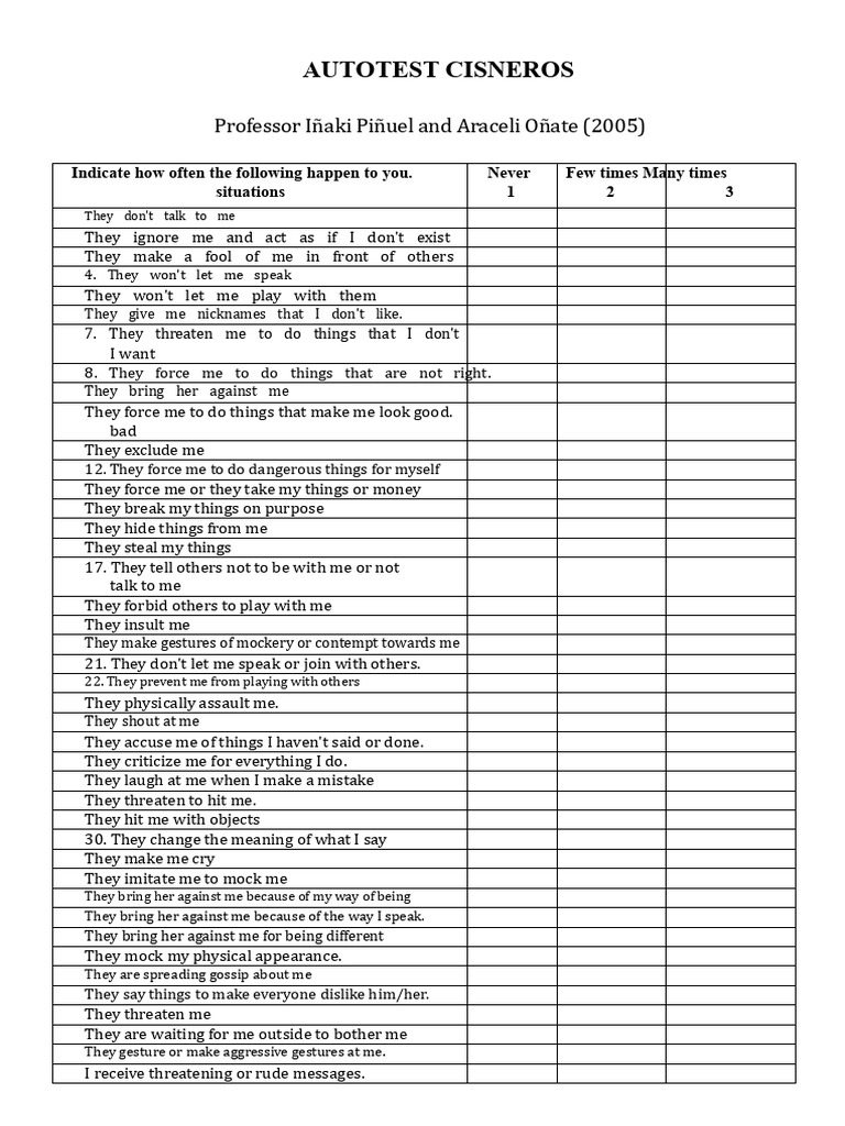 Cisneros Autotest | PDF