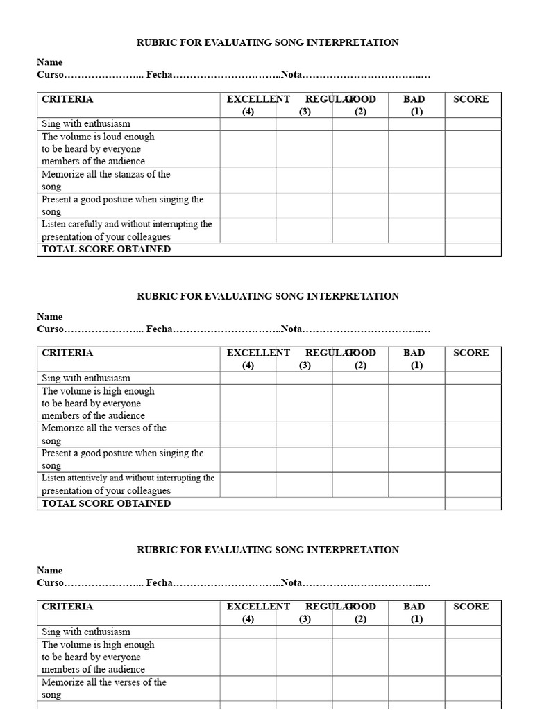 Evaluation Guidelines For Song Interpretation Pdf
