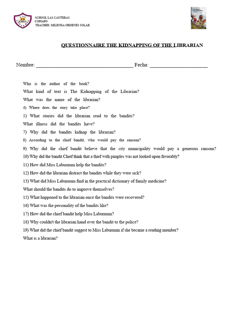 Kidnapping of the Librarian Questionnaire | PDF