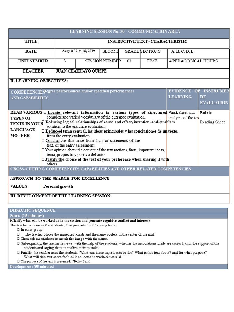 Second Grade Communication Session Guide | PDF | Learning | Evaluation