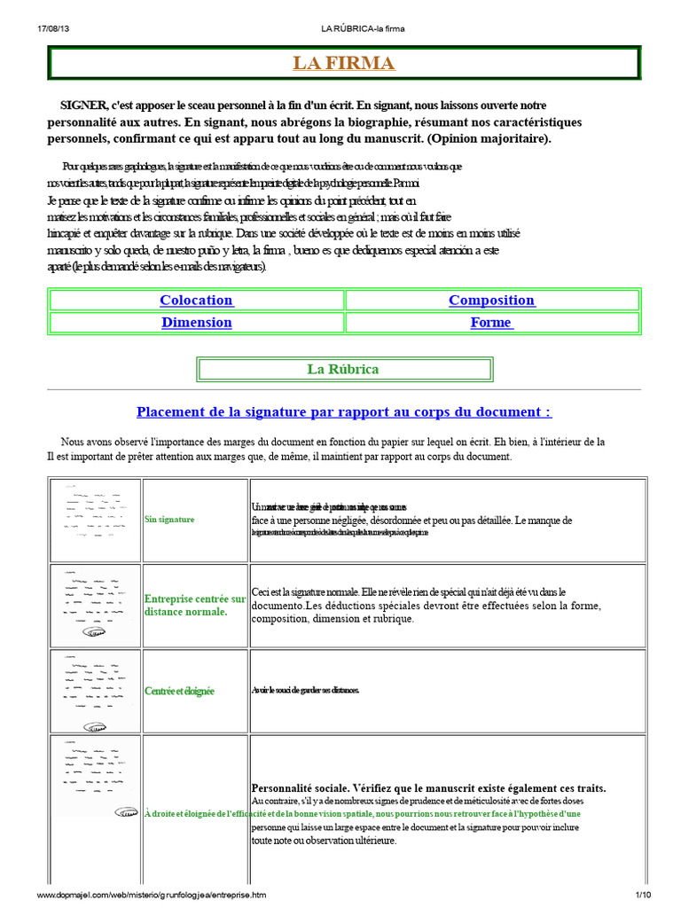 Analyse de la Signature et Psychologie | PDF | Graphologie