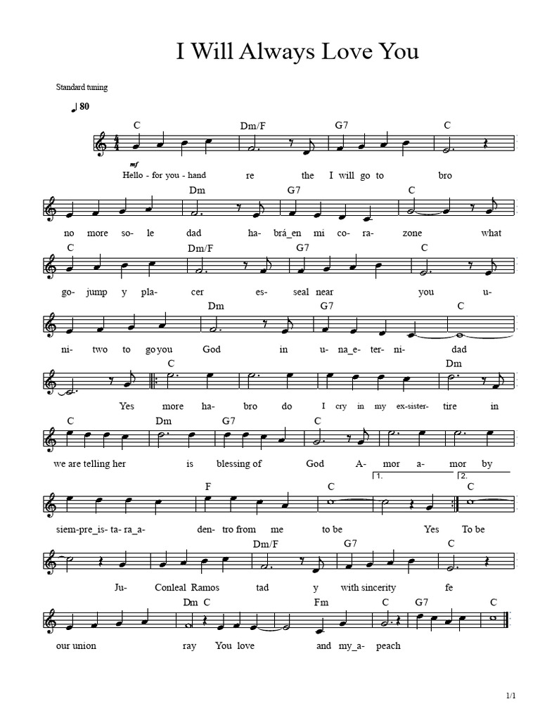 "I Will Always Love You - Lyrics & Chords" | PDF
