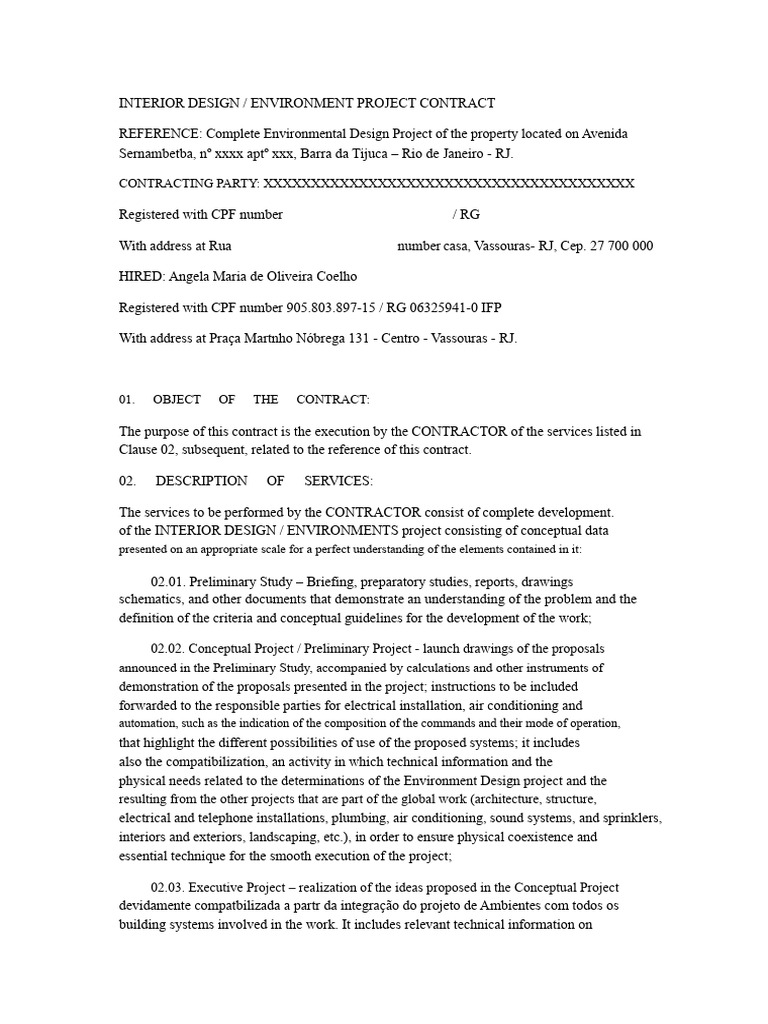 Interior Design Project Contract Template | PDF | Fee | Taxes