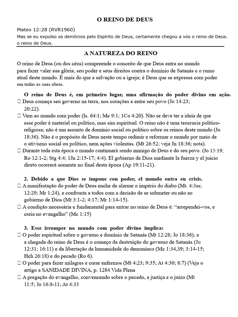 Estudo o Reino de Deus | PDF | O Reino de Deus | Deus