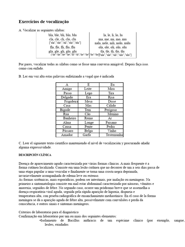 Exercícios de Vocalização | PDF | Vogal