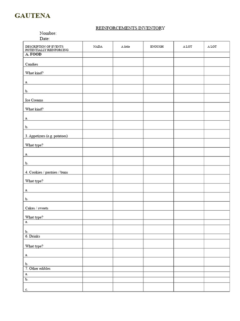 Reinforcements Inventory Checklist | PDF