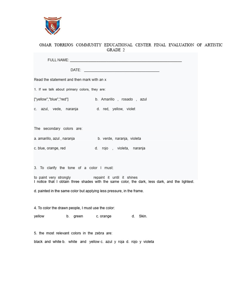 Artistic Evaluation Grade Second PDF | PDF