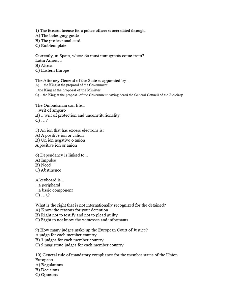 Cnp National Police Basic Scale Exam Test of the Theoretical Syllabus ...