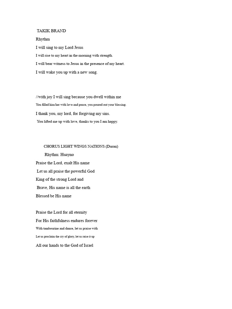 Takik Brand Worship Lyrics | PDF