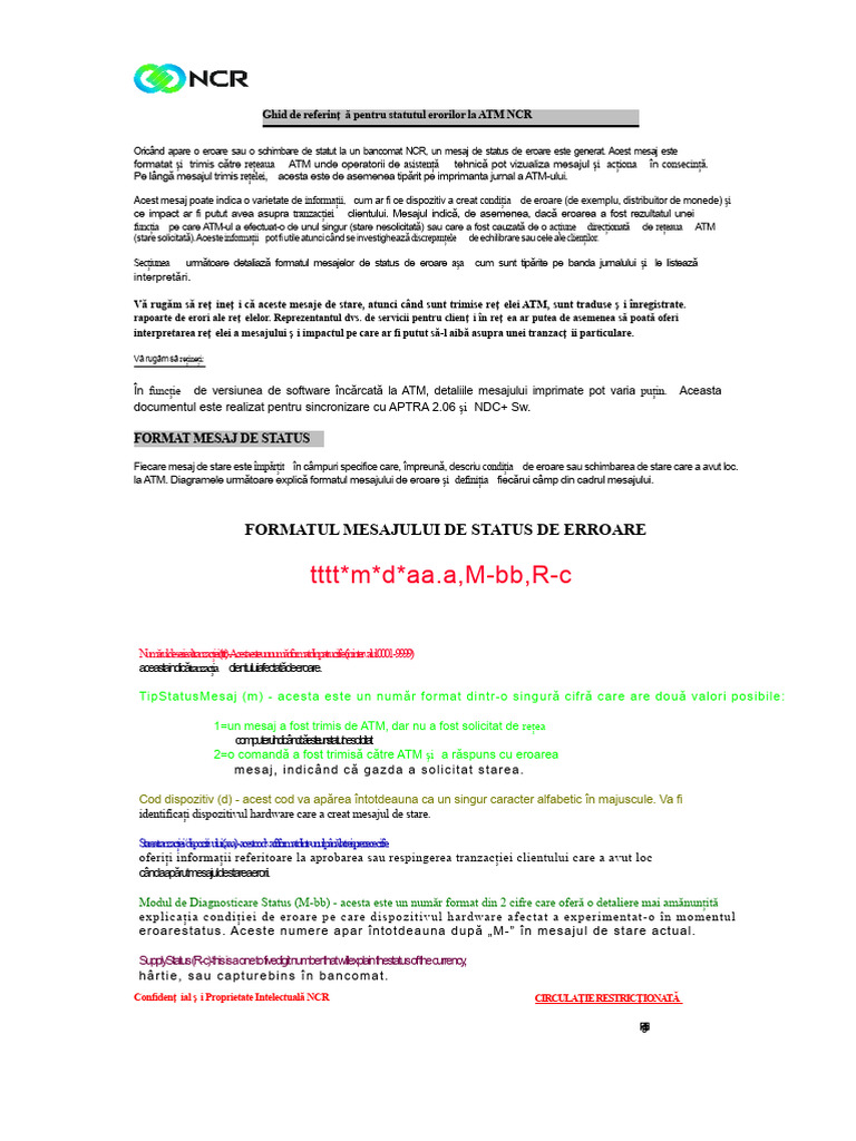 Cod de Eroare NCR | PDF