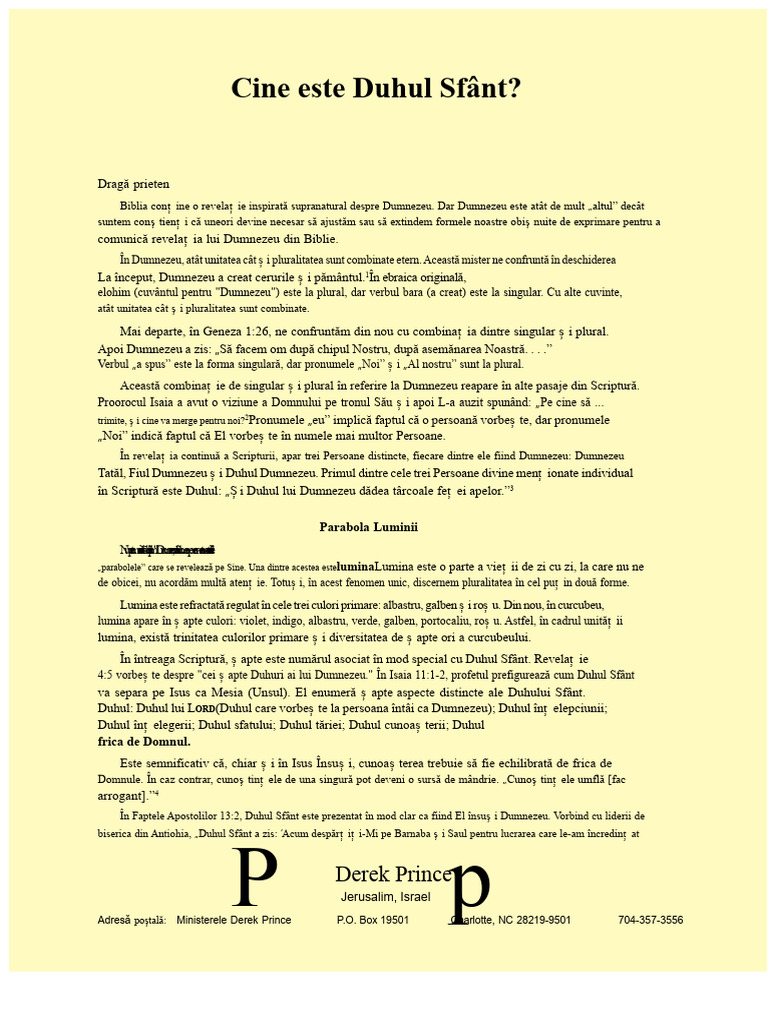Cine Este Duhul Sfânt Rev Derek Prince | PDF