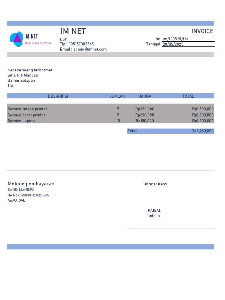 INV Print and Laptop SMA N 6 | PDF