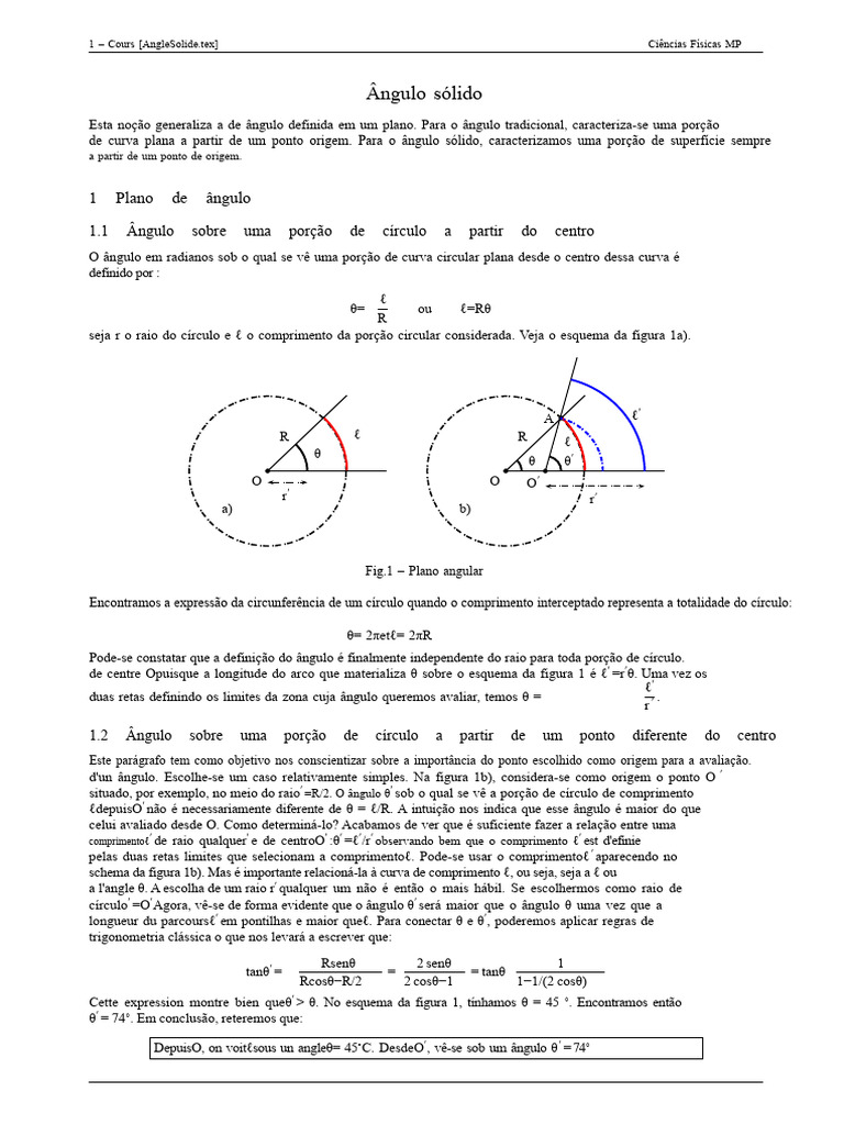 Ângulo Sólido: Definições e Cálculos | PDF | Círculo | Ângulo