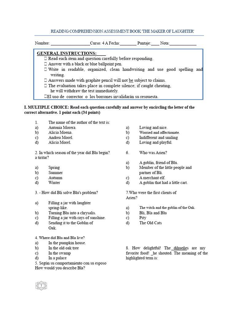 Test The Laughter Maker | PDF | Multiple Choice