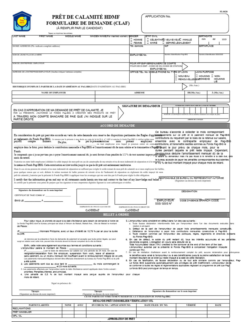 Formulaire de Demande de Prêt HDMF | PDF | Prêts | Banques