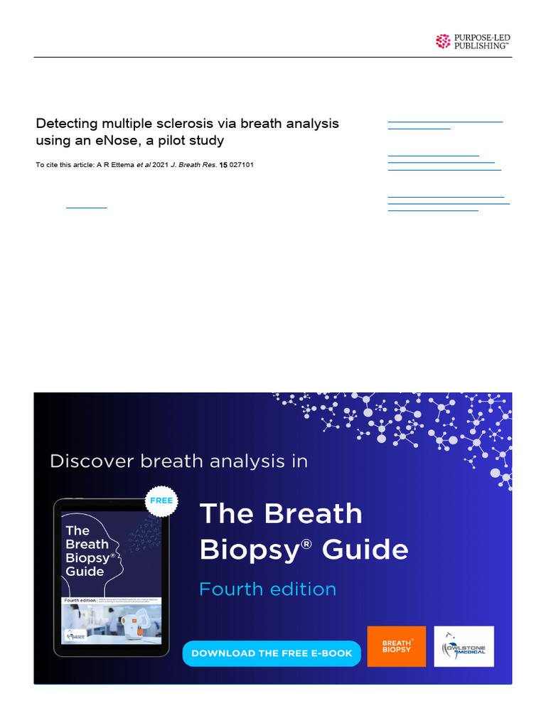 Breath Analysis for Multiple Sclerosis Detection | PDF | Multiple ...