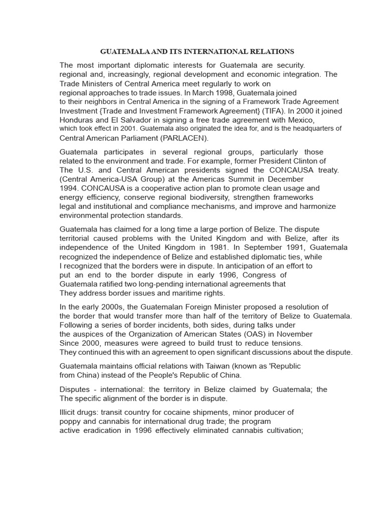 Guatemala's International Relations Overview | PDF | Central America ...