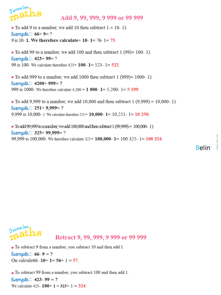 I love math, Belin CM1: posters | PDF | Multiplication | Numbers