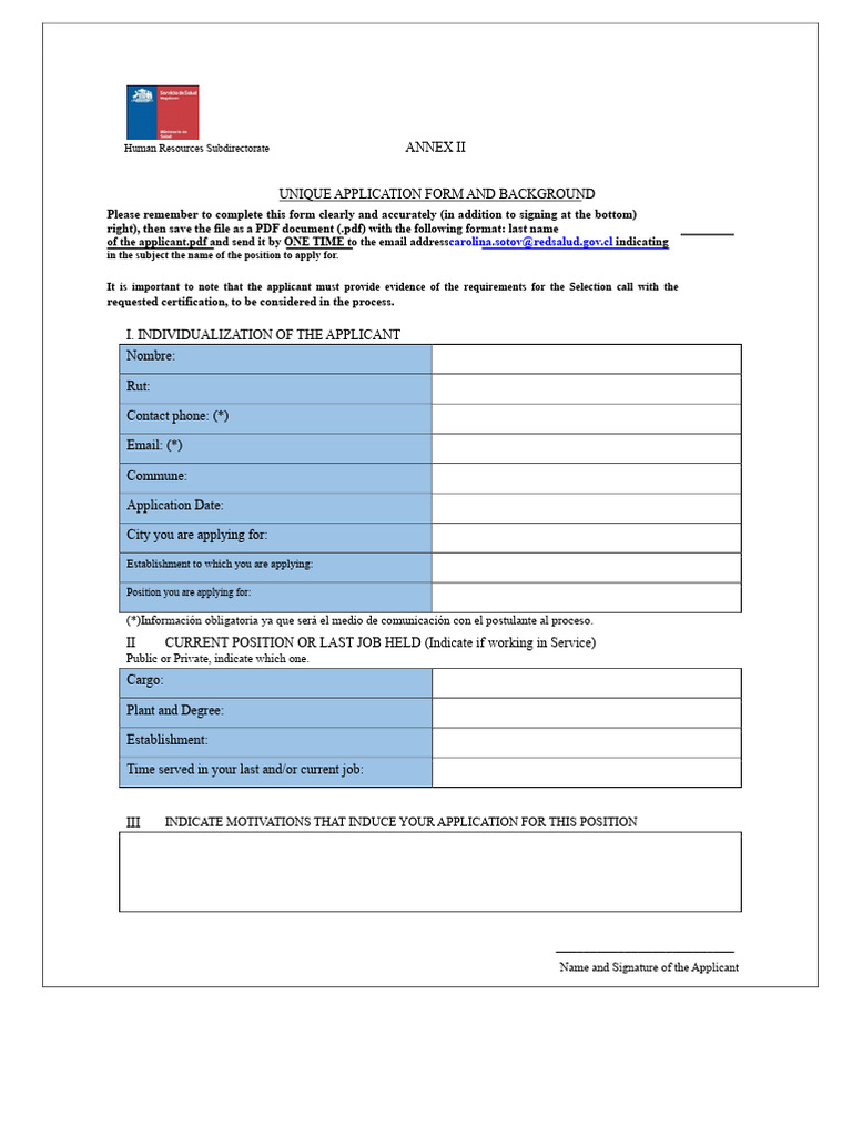 Unique Application Form Annex 2 | PDF
