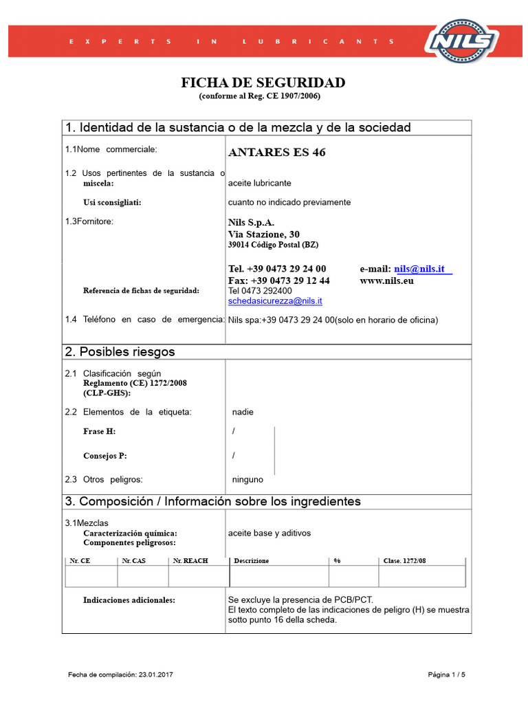 ANTARES ES 46 Sic - Italiano - 2017-1 | PDF | Agua | Química