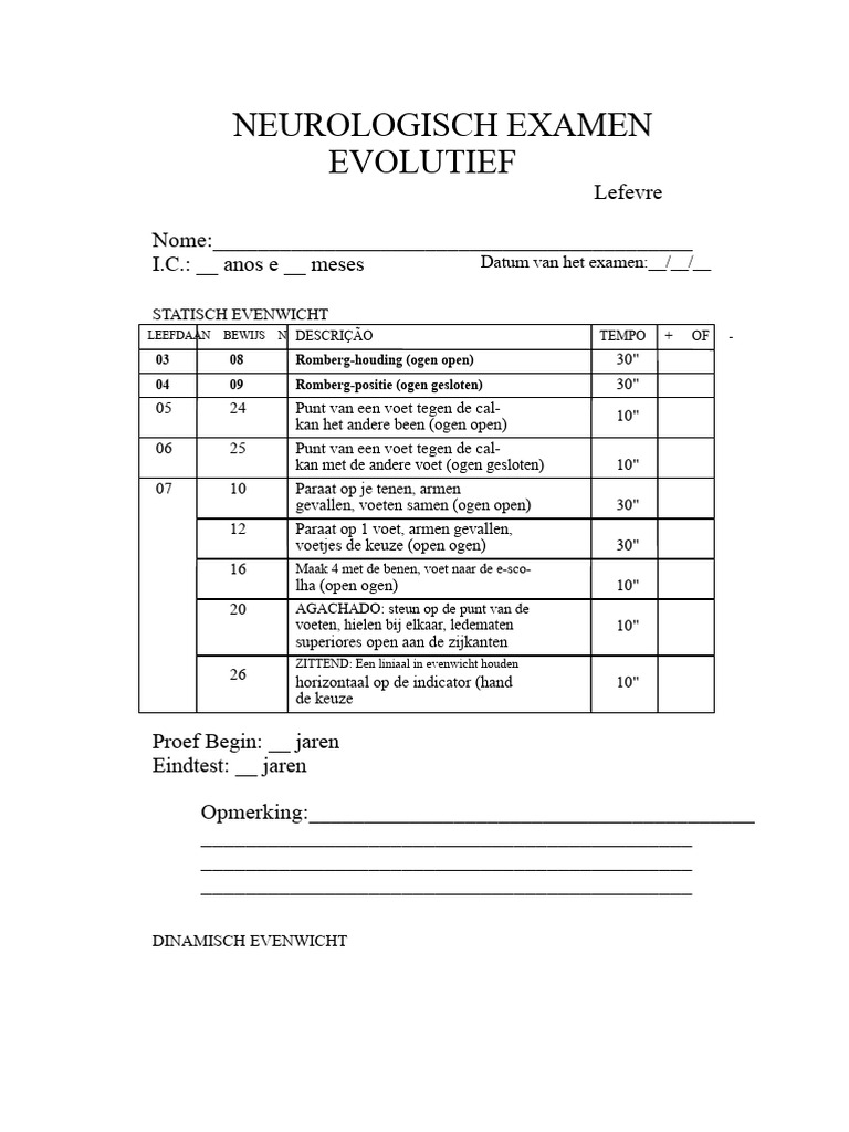 Evoluerend Neurologisch Onderzoek | PDF
