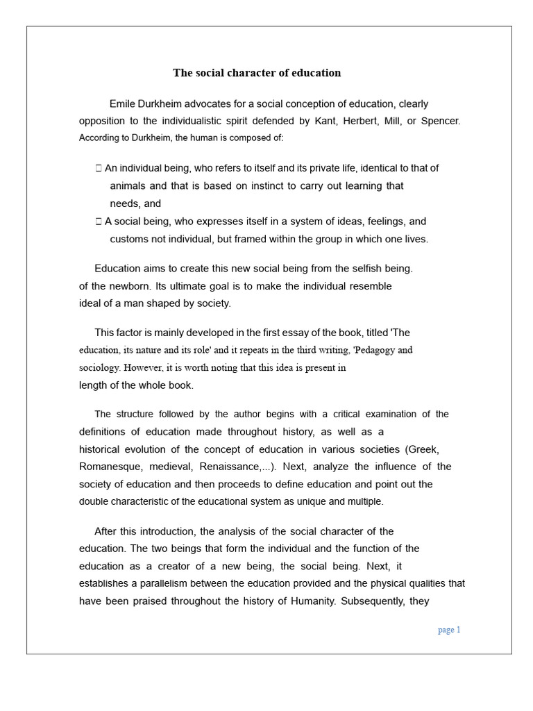 Durkheim's Social Perspective on Education | PDF | Sociology | Max Weber