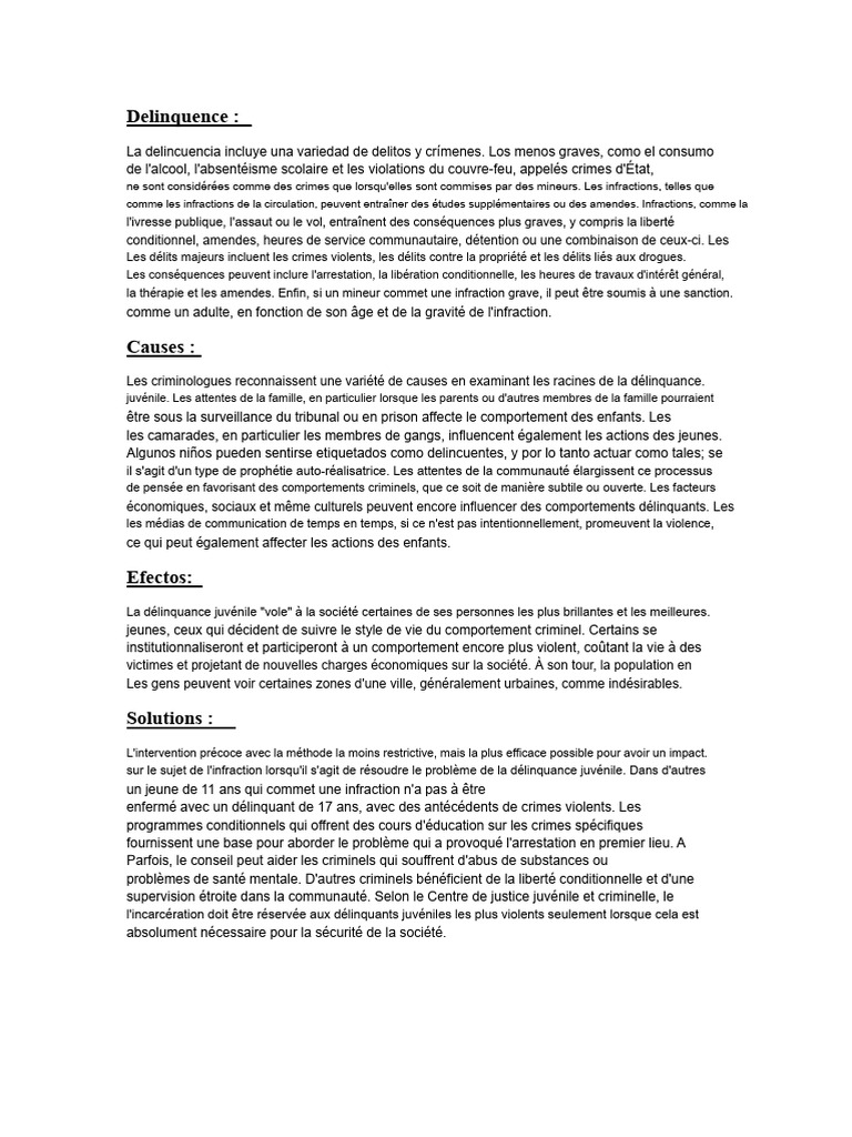 Comprendre la délinquance juvénile | PDF | Crimes | Crime et violence