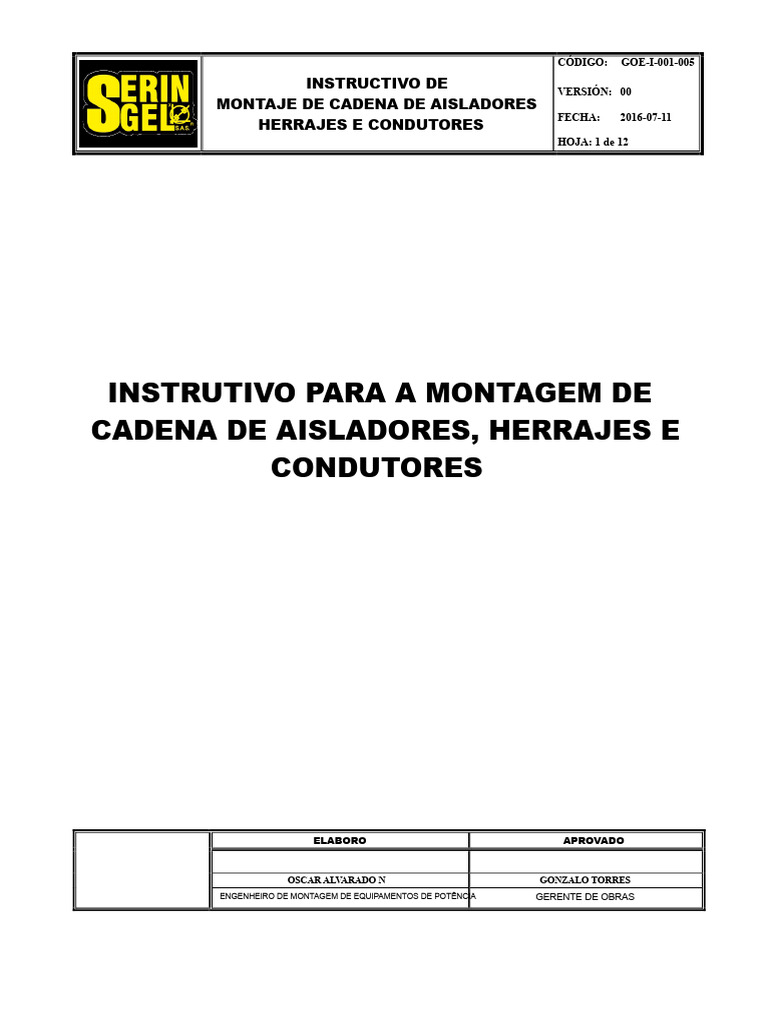 05 GOE-I-001-005 Montagem de cadeia de isoladores, ferragens e ...