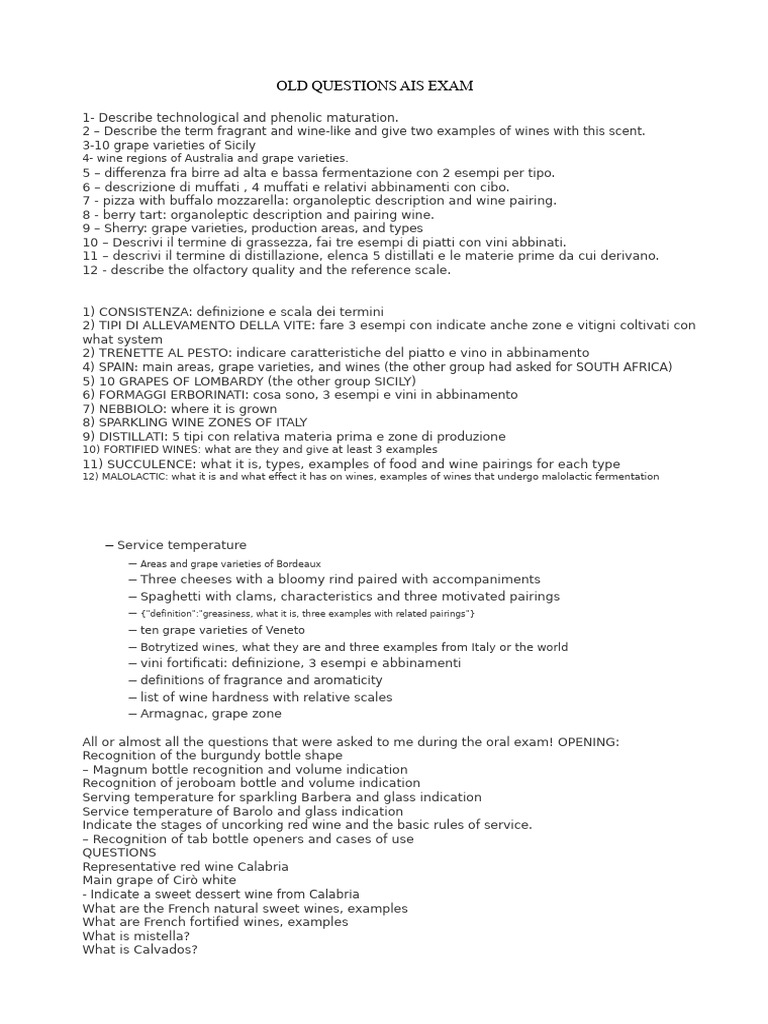 Ais Questions | PDF | Wine | Fermentation In Winemaking