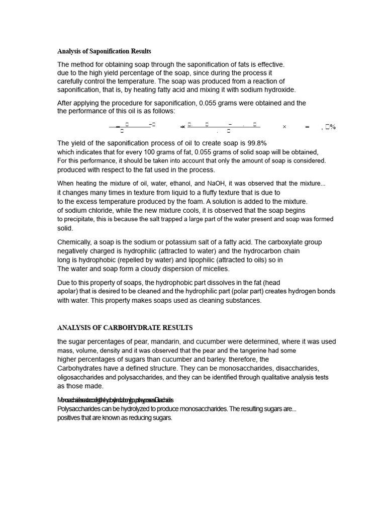 Saponification Process and Soap Yield Analysis | PDF | Soap | Sodium ...