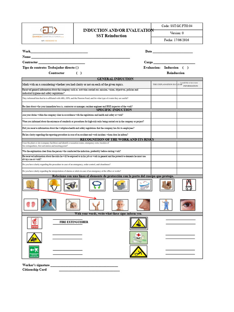 SST Reinduction Evaluation Form | PDF | Occupational Safety And Health ...