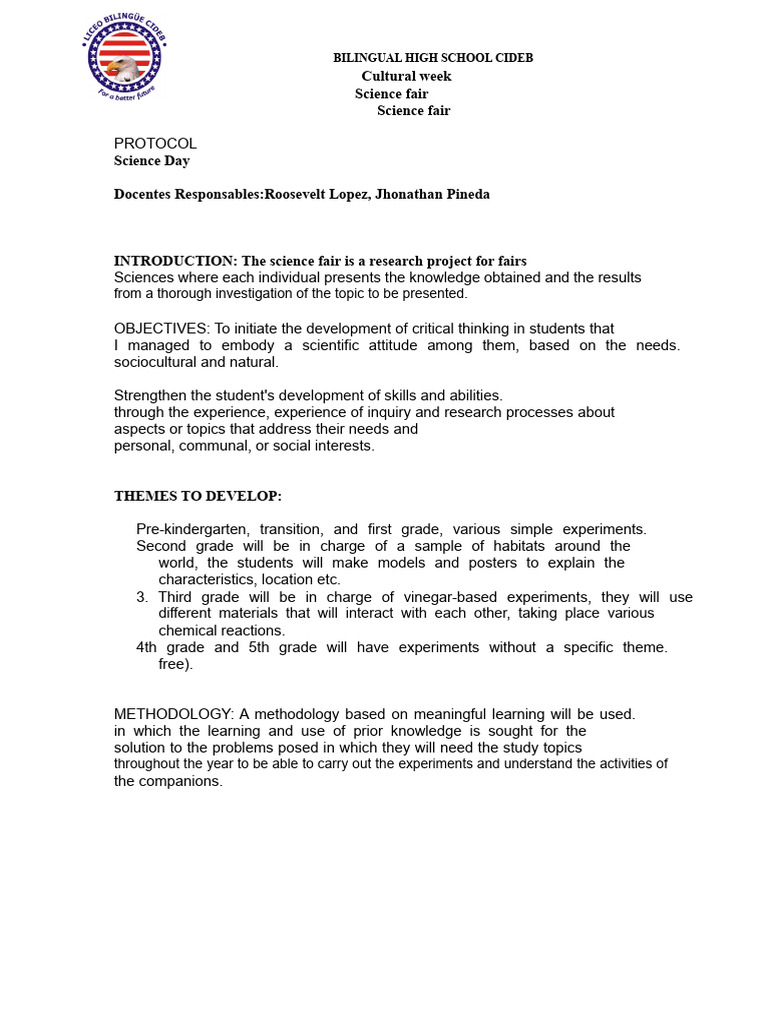 PROTOCOL Science Fair | PDF | Science | Critical Thinking