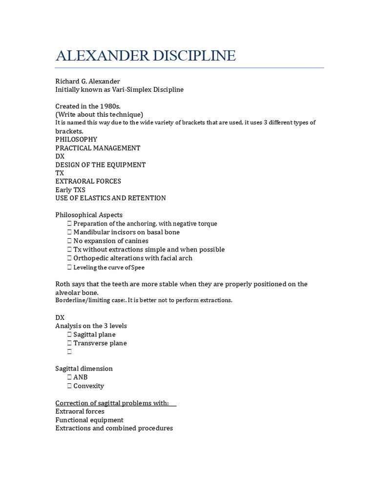 Alexander Principle in Orthodontics | PDF | Dental Anatomy | Orthodontics