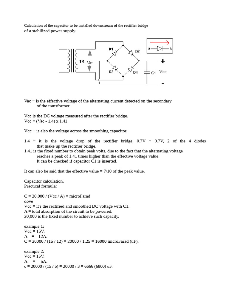 Power Supply Capacitor Calculation | PDF