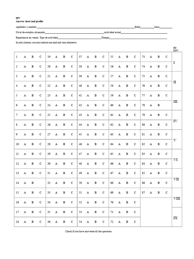 IPV Sales Assessment Profile Template | PDF