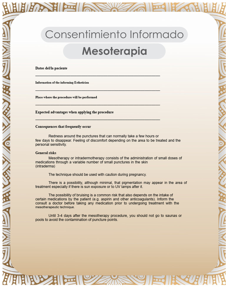 Informed Consent (Mesotherapy) | PDF | Informed Consent | Risk