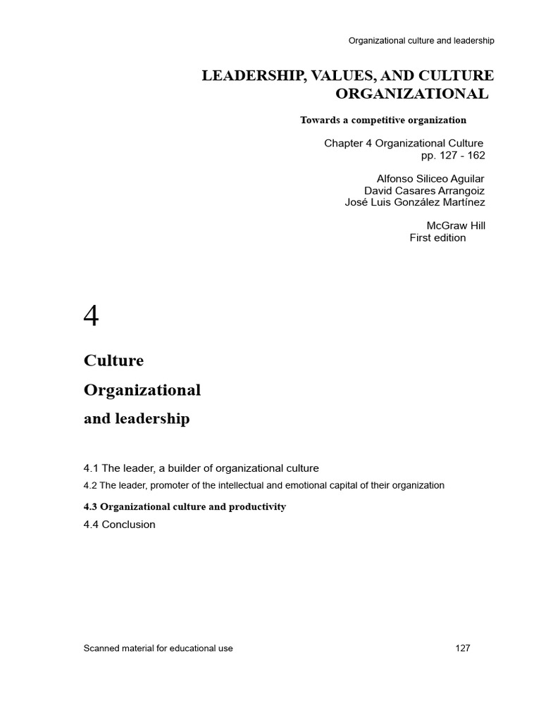 Leadership, Values, and Organizational Culture | PDF | Leadership ...